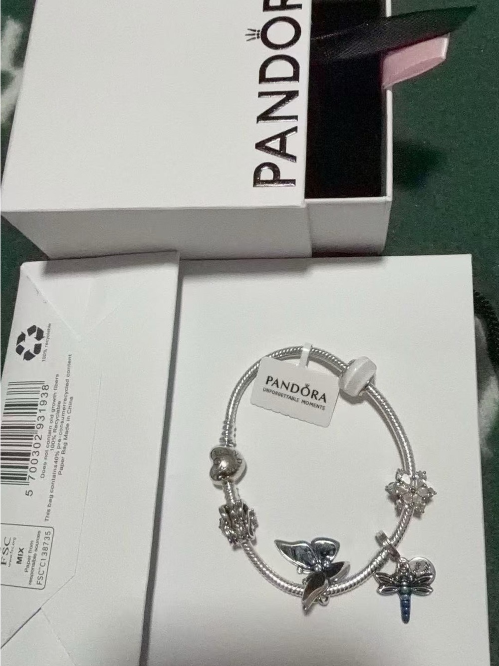 Pandora Silver Charm Bracelet with Pink Clasp Accent